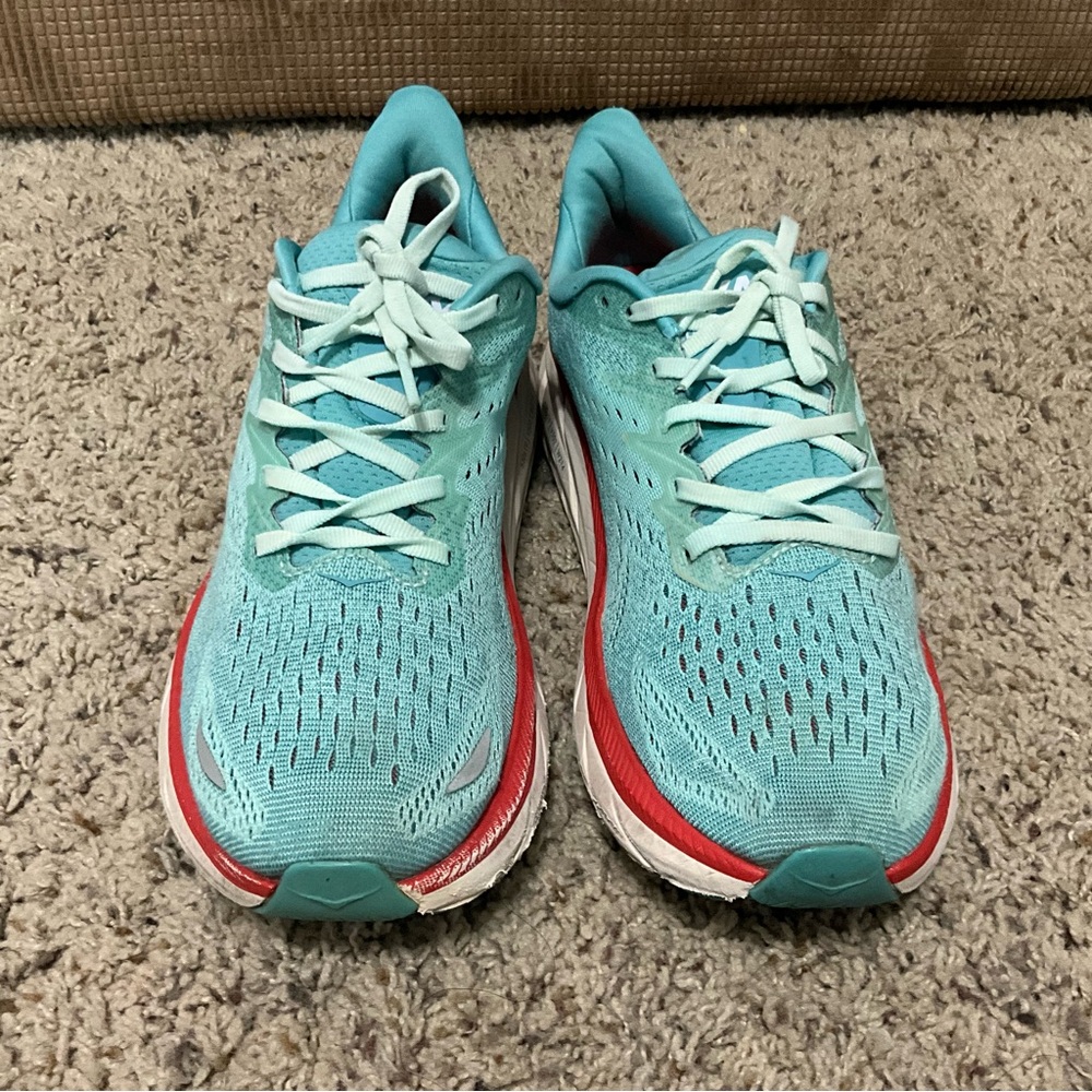 Hoka Women's Teal and Red Athletic Shoes 9B - Picture 7 of 13